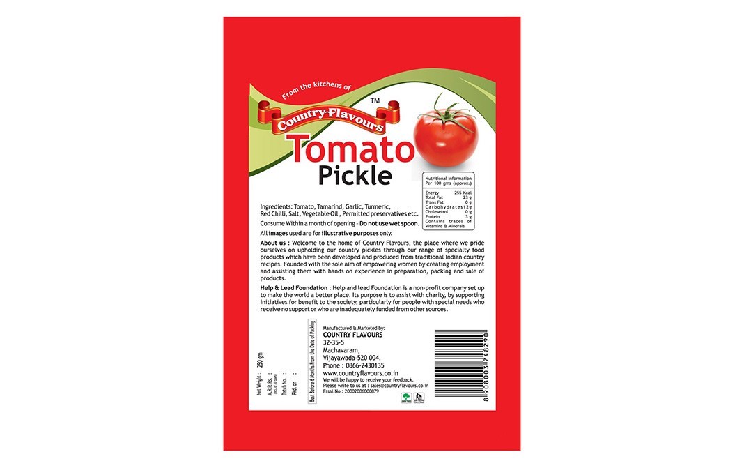 Country Flavours Tomato Pickle    Pack  250 grams